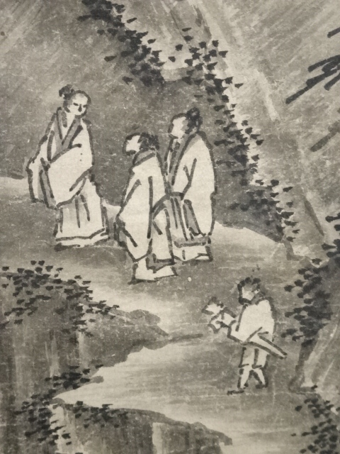 道具 ] - 道具 江戸時代前期頃 狩野派 水墨滝山水 肉筆紙本掛軸（二